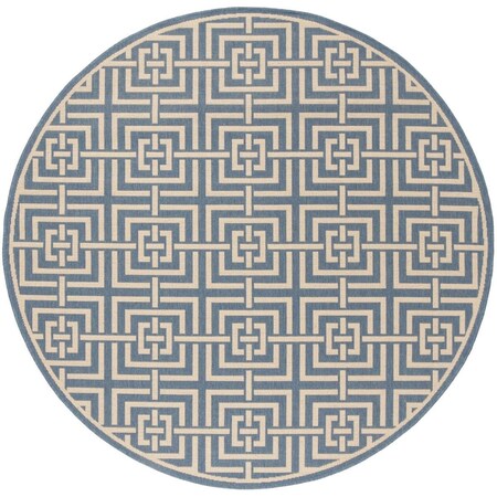 Safavieh 6 ft. 7 in. x 6 ft. 7 in. Round Linden 100 Contemporary Area Rug Blue & Creme LND128M-6R